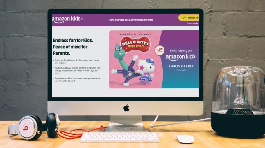 Kids Plus Amazon Prime Beneft shown on computer