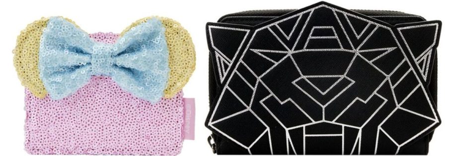 minnie mouse sequined cardholder and black panther wallet