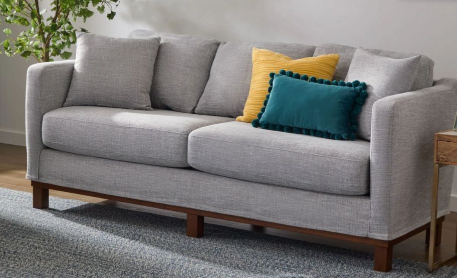 heather gray upholstered sofa