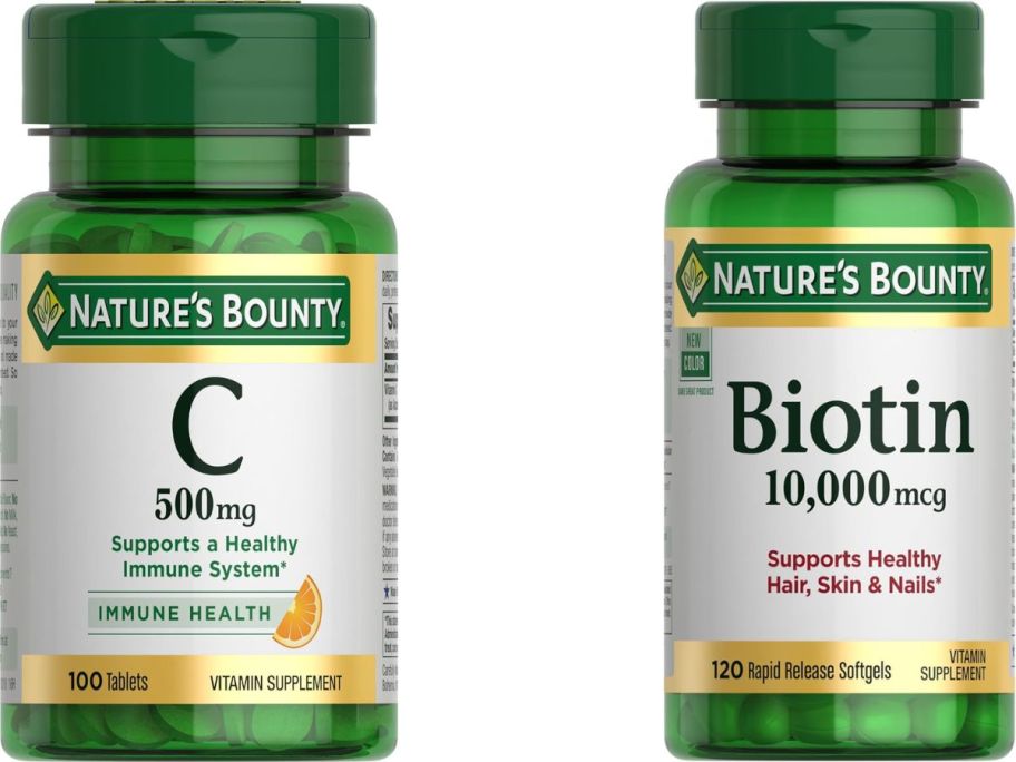 Stock images of Nature's Bounty Vitamin C and Biotin