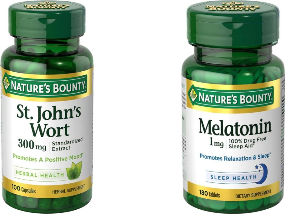 Stock images of Nature's Bounty St. John's Wort and Melatonin