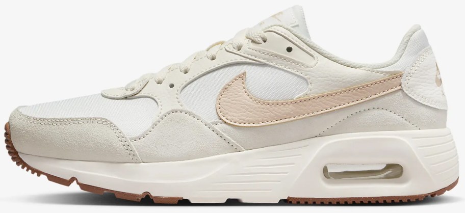 white and beige nike air max sneakers