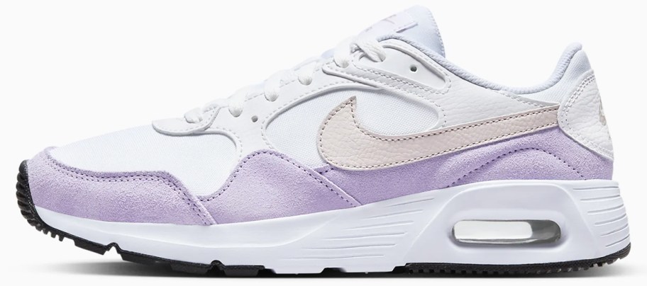 white and light purple nike sneaker