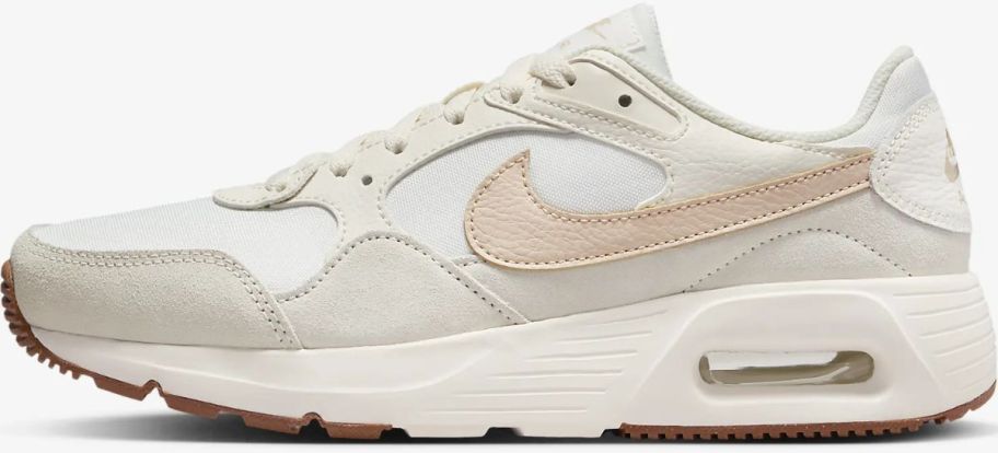 women's Nike Air Max shoe in white, beige and light pink
