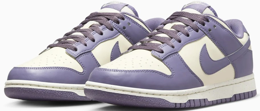 purple and white nike sneakers