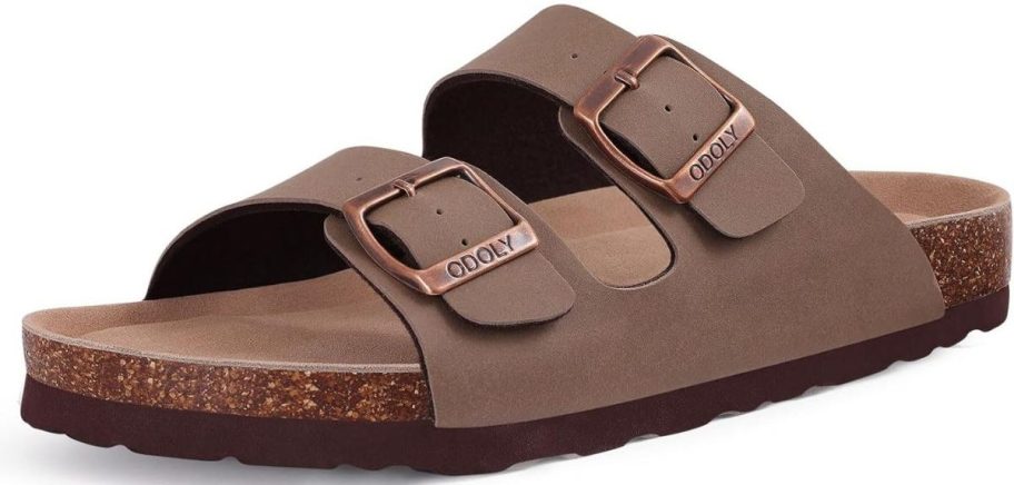 a brown womens cork footbed sandal