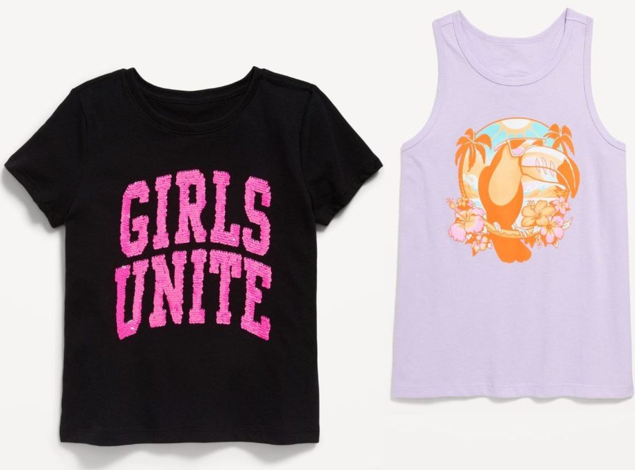 Stock images of an Old Navy Tee and Tank Top for Girls