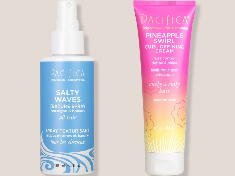 pacifica salty waves texture spray and pineapple swirl curl cream