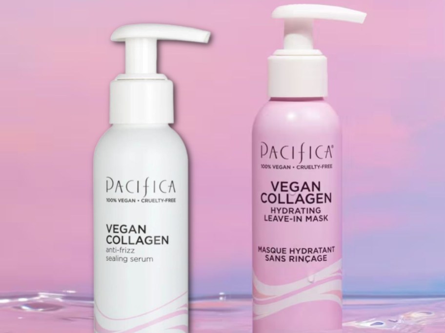 Two bottles of Pacifica Collagen hair care