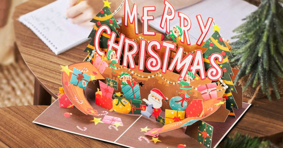 pop-up card that says merry christmas