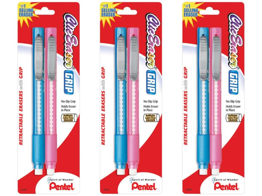 Pentel Clic Erasers Assorted Barrel Colors
