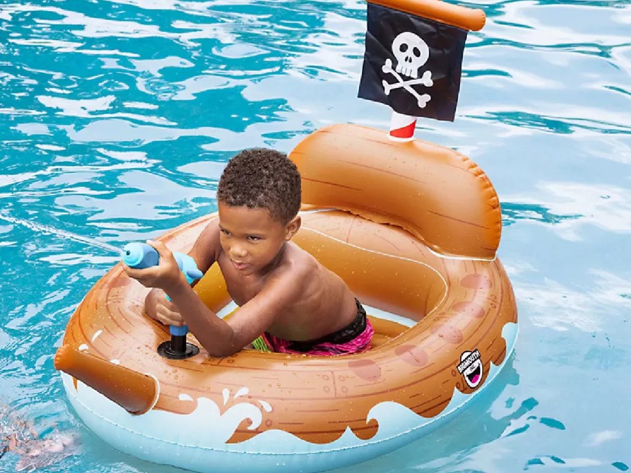 Pirate swimming float at the pool