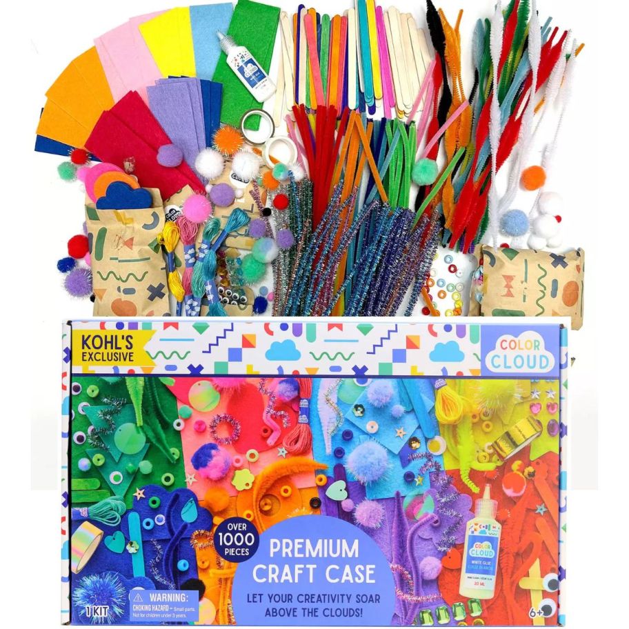 box and contents of 1000 piece craft kit