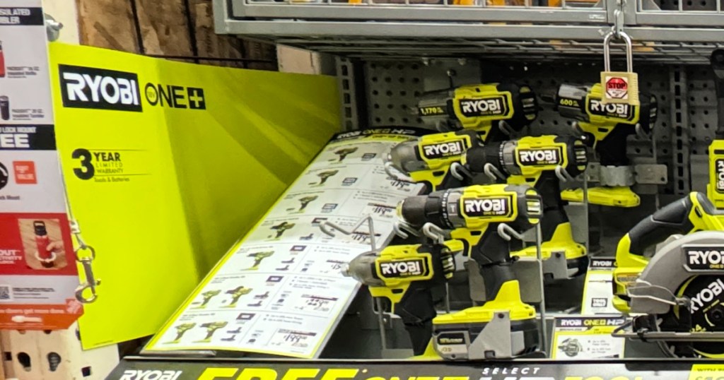 ryobi tool display at home depot