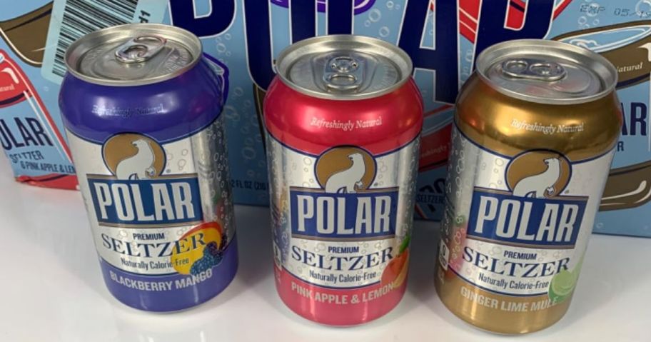 Seltzers in different flavors on top of the table