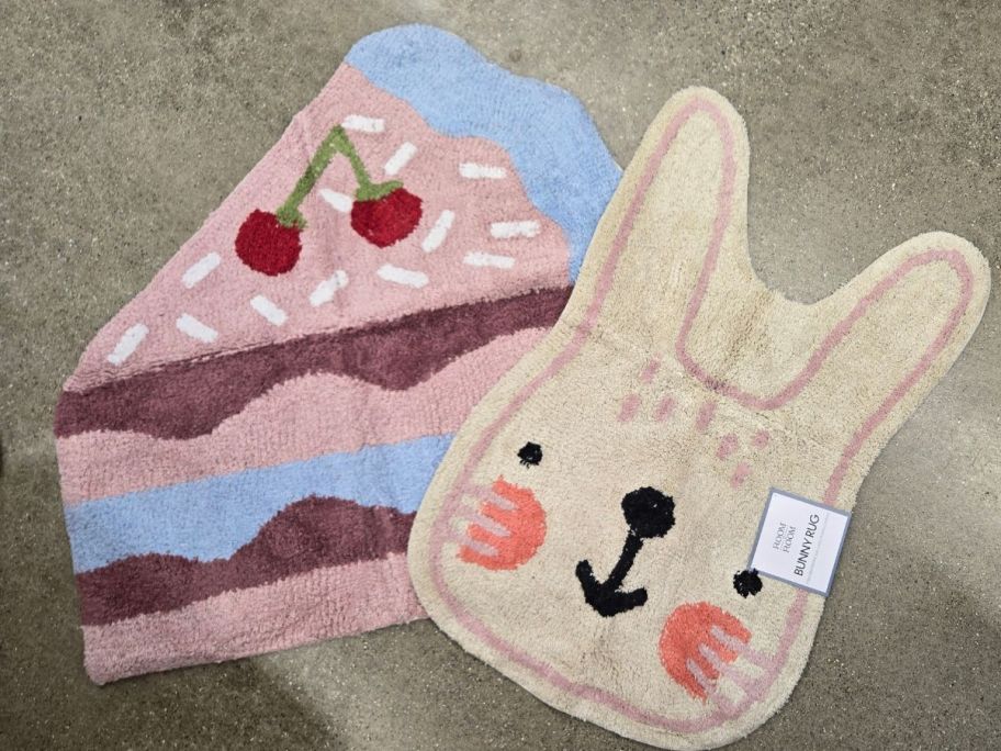 Shaped Accent Rug in Cake or Bunny on floor in store