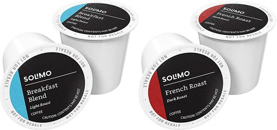 Solimo Coffee K-Cups in breakfast blend and french roast
