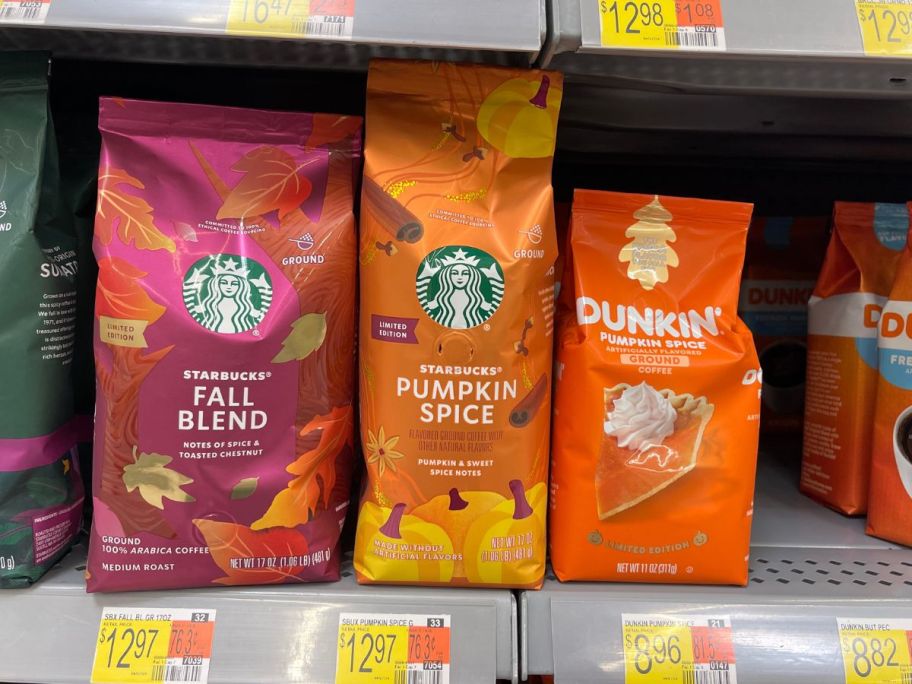 Starbucks and Dunkin Pumpkin Spice at Walmart