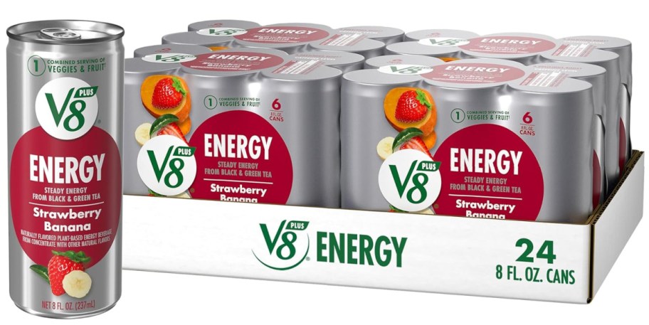 Stock image of V8 +ENERGY Strawberry Banana Energy Drink 24 Pack