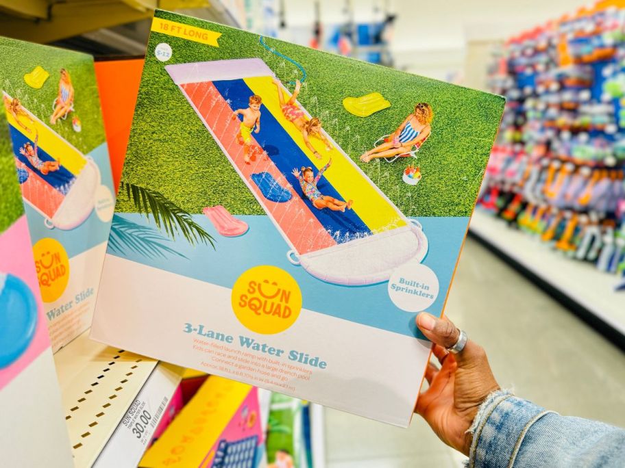 Sun Squad Triple Water Slide box in hand in store