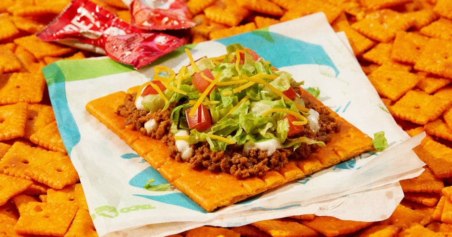 tostada made with giant cheez-it cracker