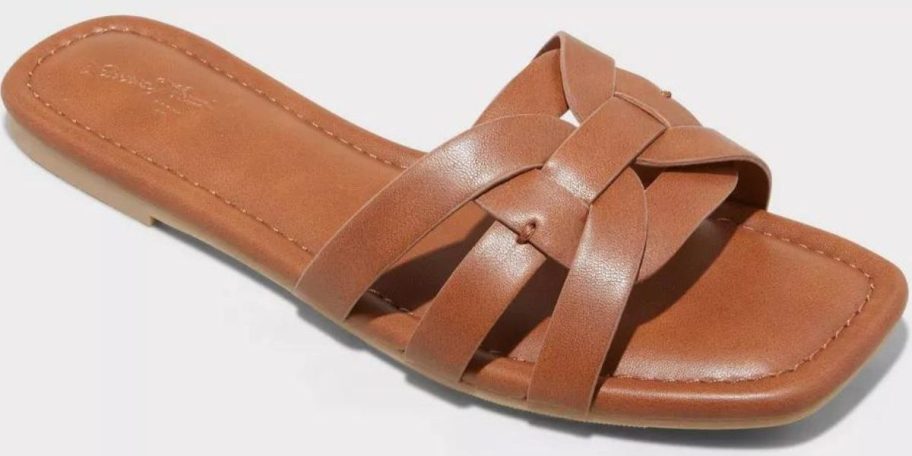 Target Slides in brown faux leather