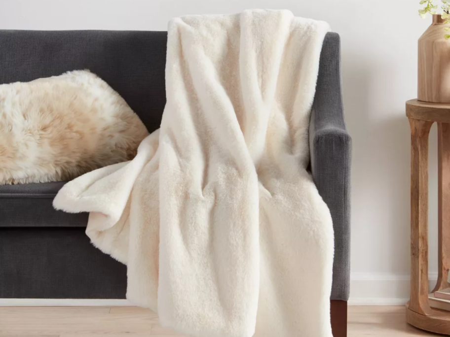 Threshold Faux Rabbit Fur Throw Blanket