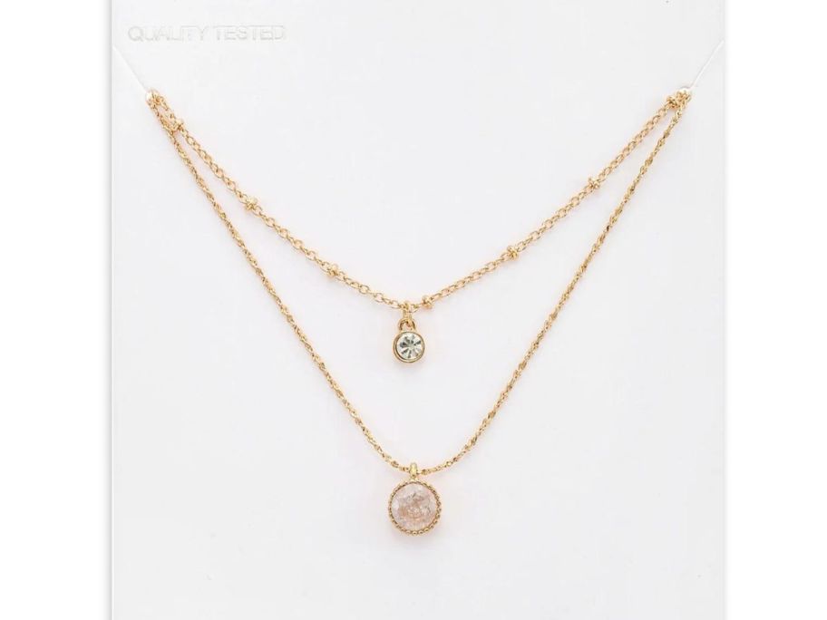 A Time and Tru Layered Gold Tone Necklace for Women Delicate Gold Chains with Small CZ Pendants
