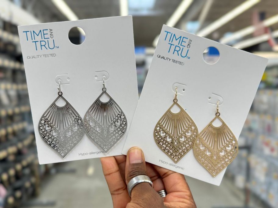 Time and Tru Women's Silver Tone Filigree Drop Earrings