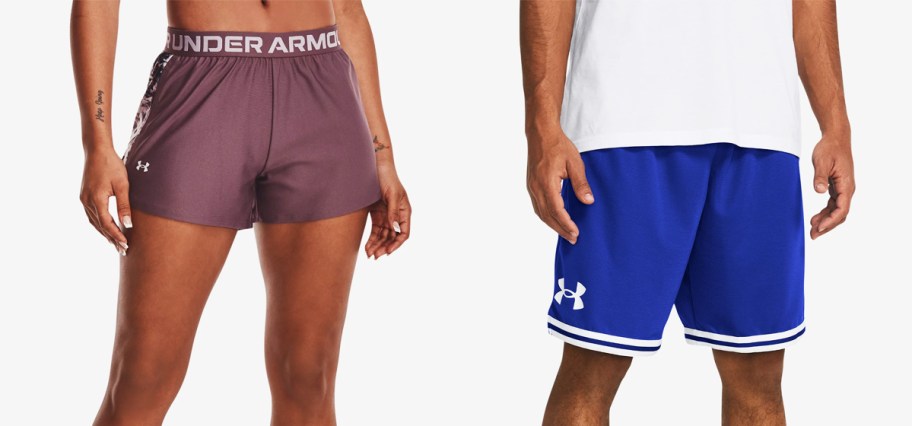 woman and man in pink and blue under armour shorts