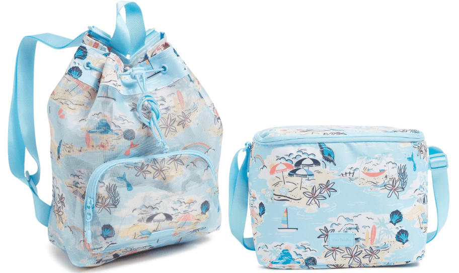 a drawstring travel bag and a lunch cooler