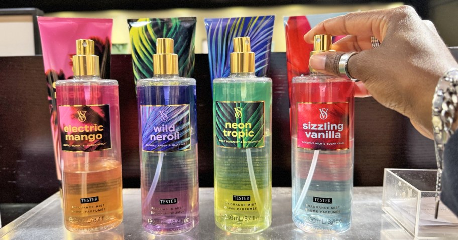Victoria's Secret body sprays and lotions on display in store