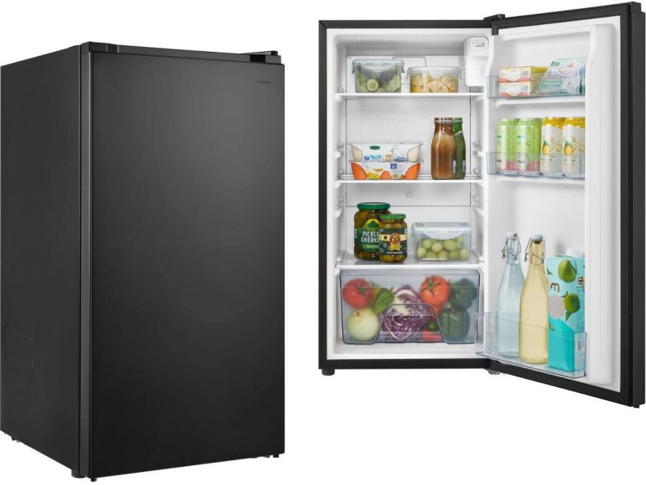 Stock images of a Vissani 3.2 cu. ft. Mini Refrigerator in Black 