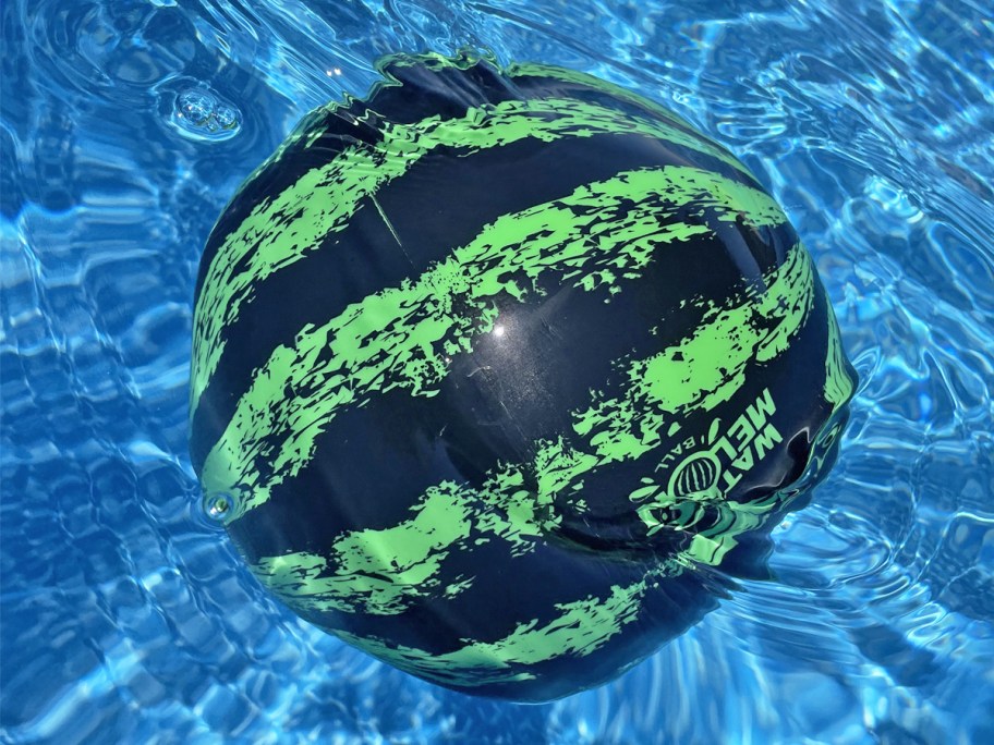 watermelon ball floating in pool