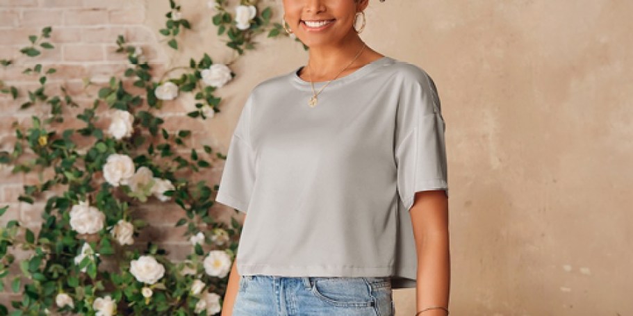 Women’s Satin Cropped T-Shirt Only $7.49 on Amazon (Reg. $15)