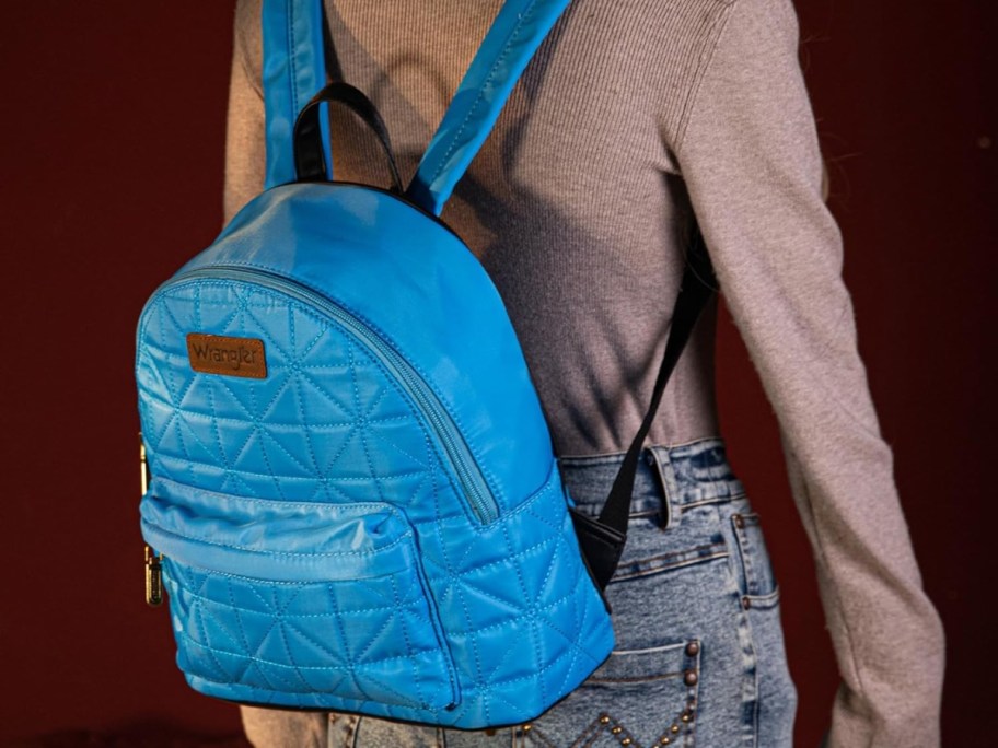 Montana West × Wrangler Women’s Quilted Backpack Purse in blue
