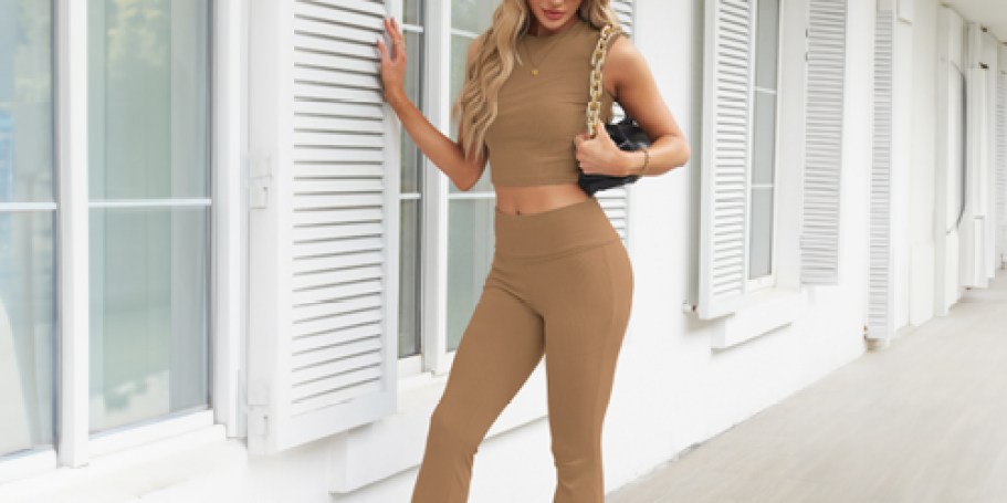 Women’s Y2K Cropped Tank Top & Flare Pants Outfit Only $11.49 on Amazon (Reg. $35)