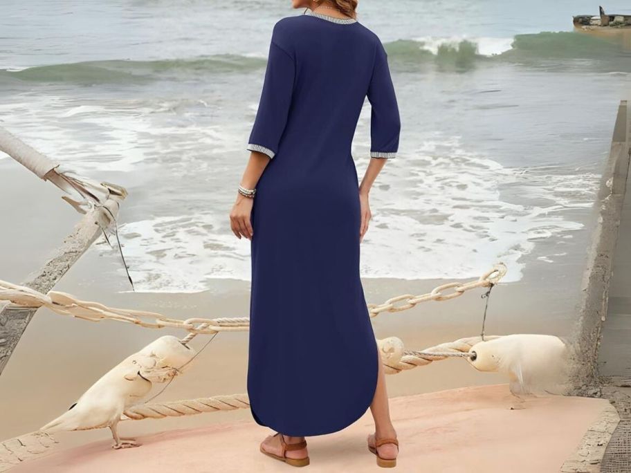 woman wearing Zesica Women’s Long Maxi Dress on beach