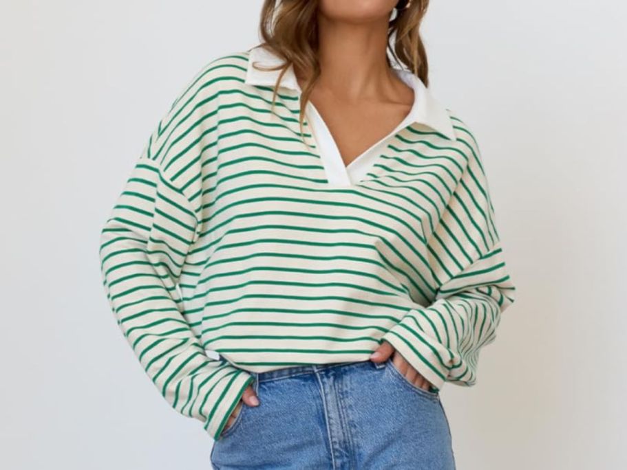 Comfy Oversized Striped Long-Sleeved Shirt Just $12.49 on Amazon (Regularly $25)