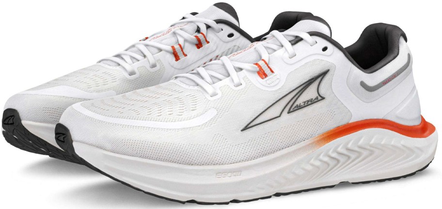 white and orange shoes