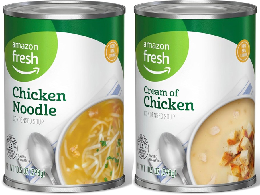 amazon fresh chicken noodle and cream of chicken noodle soup cans