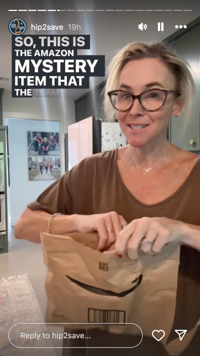 screenshot of woman opening amazon package on instagram stories