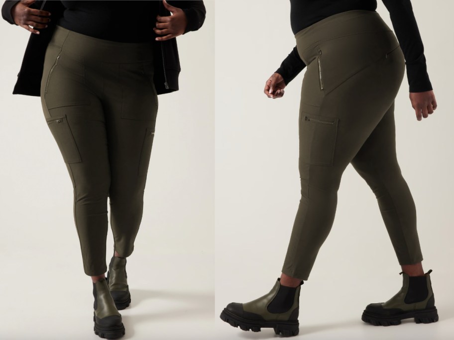 two women in cargo leggings