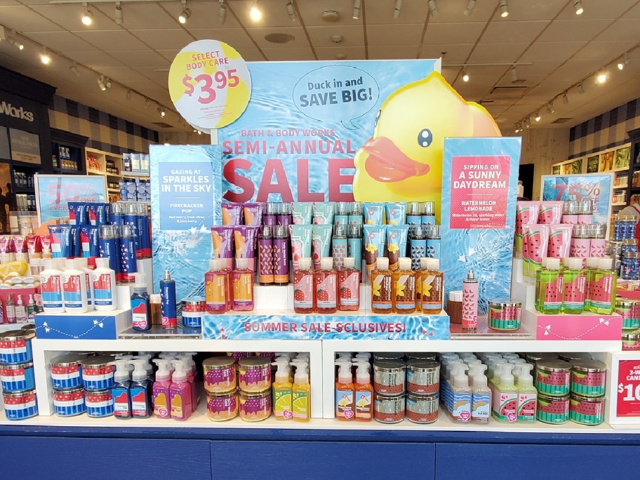 bath & body works semi annual sale display in-store