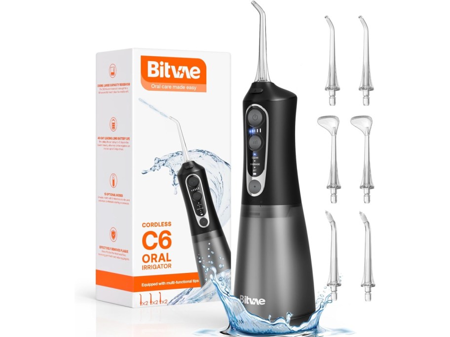 bitvae water flosser, packaging and attachments