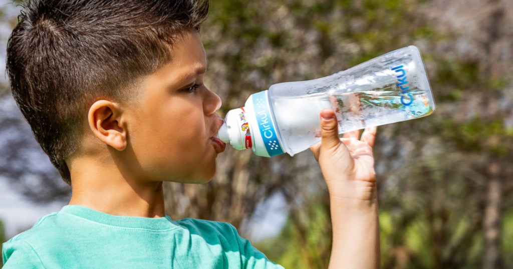 boy drinking liquid from crikul water bottle