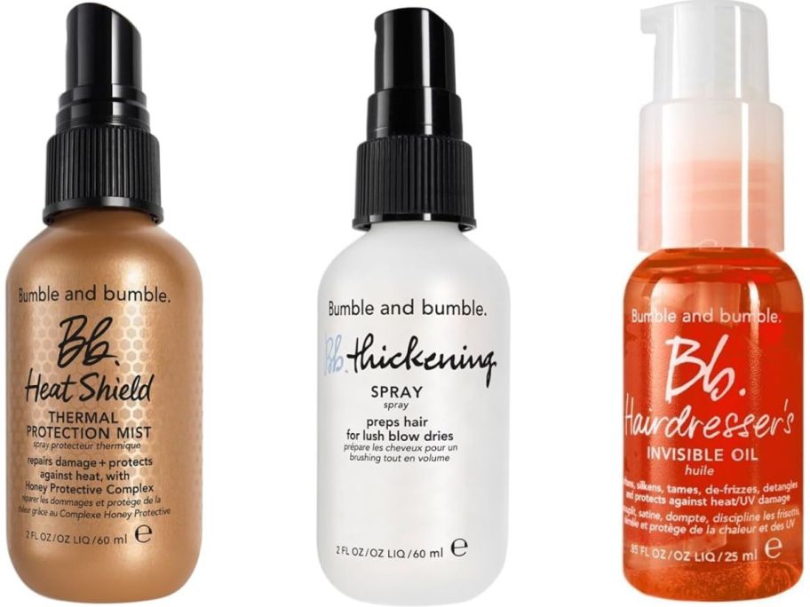 Stock images of 3 Bumble and bumble hair care products