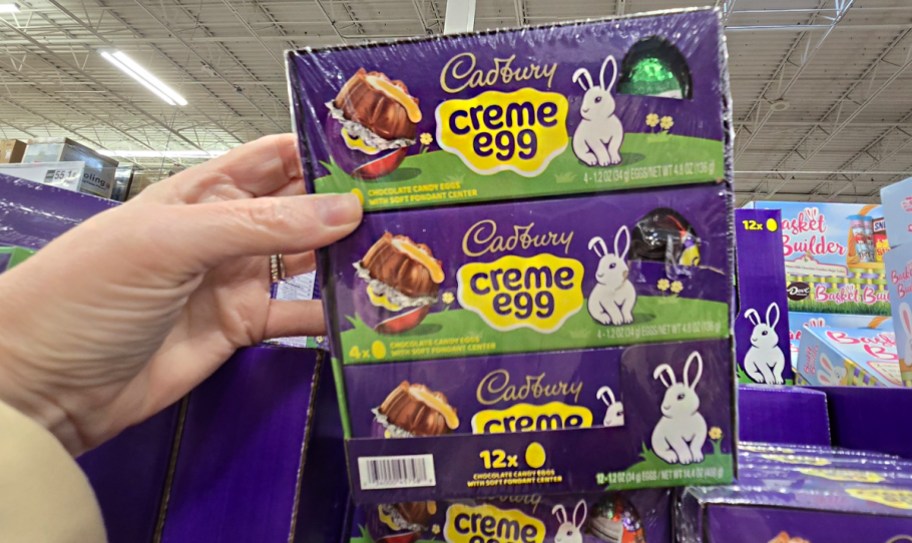 hand holding cadbury eggs pack