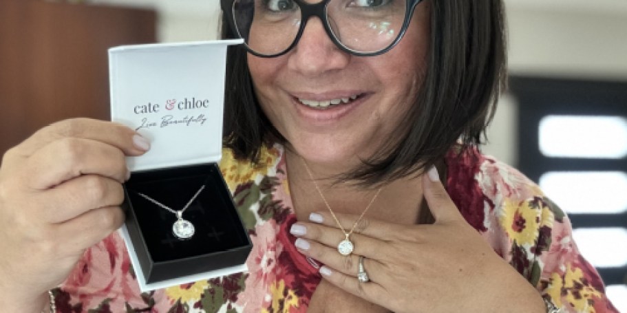 Cate & Chloe Mariah Halo Pendant Necklace w/ Gift Box ONLY $18 Shipped