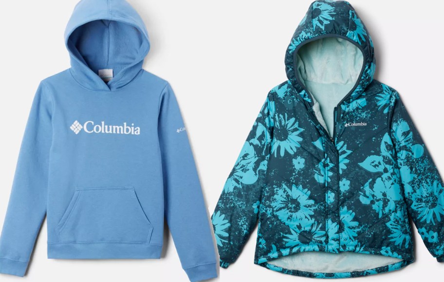 kids light blue hoodie and blue floral hoodie 